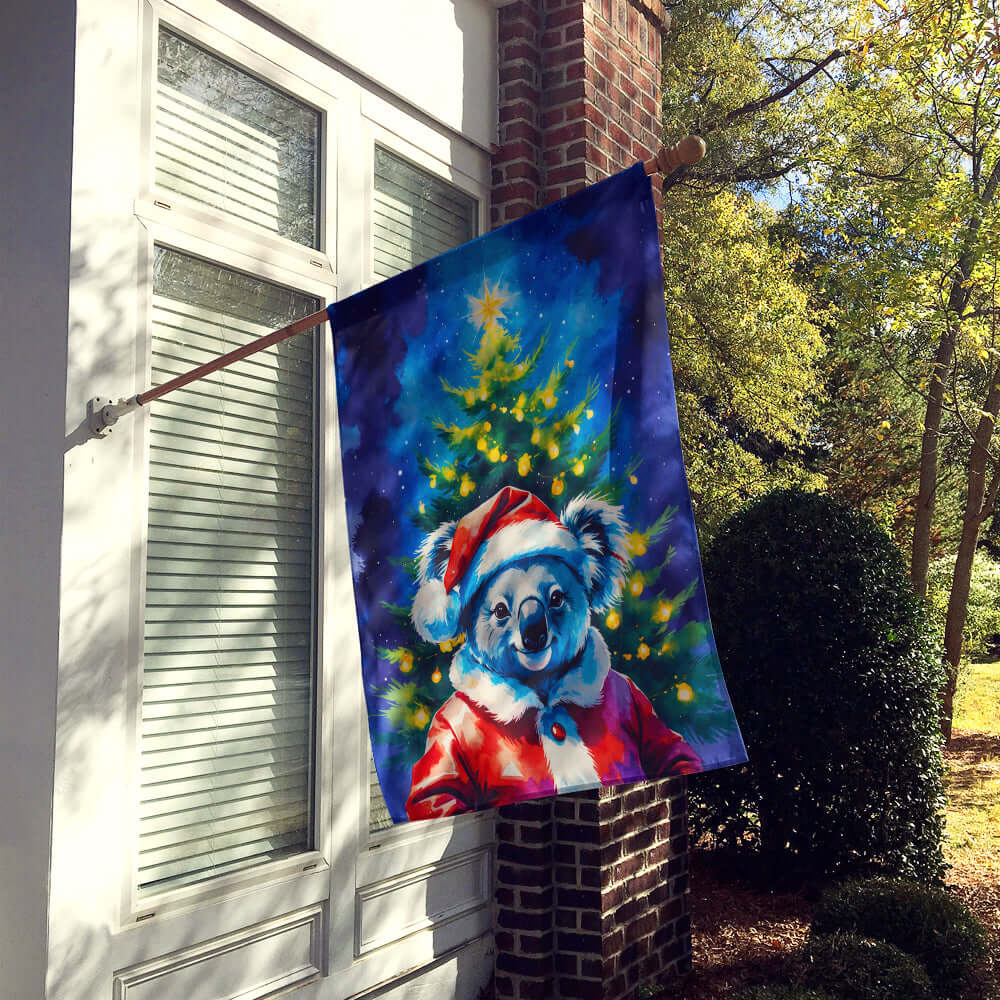 Koala Christmas House Flag 28x40 Porch Sleeve Pole Decorative Outside Yard Banner Artwork Wall Hanging, Polyester