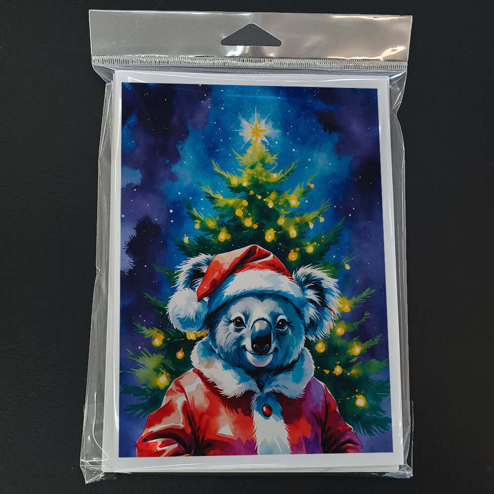 Koala Christmas Greeting Cards Pack of 8 Blank Cards with Envelopes Whimsical A7 Size 5x7