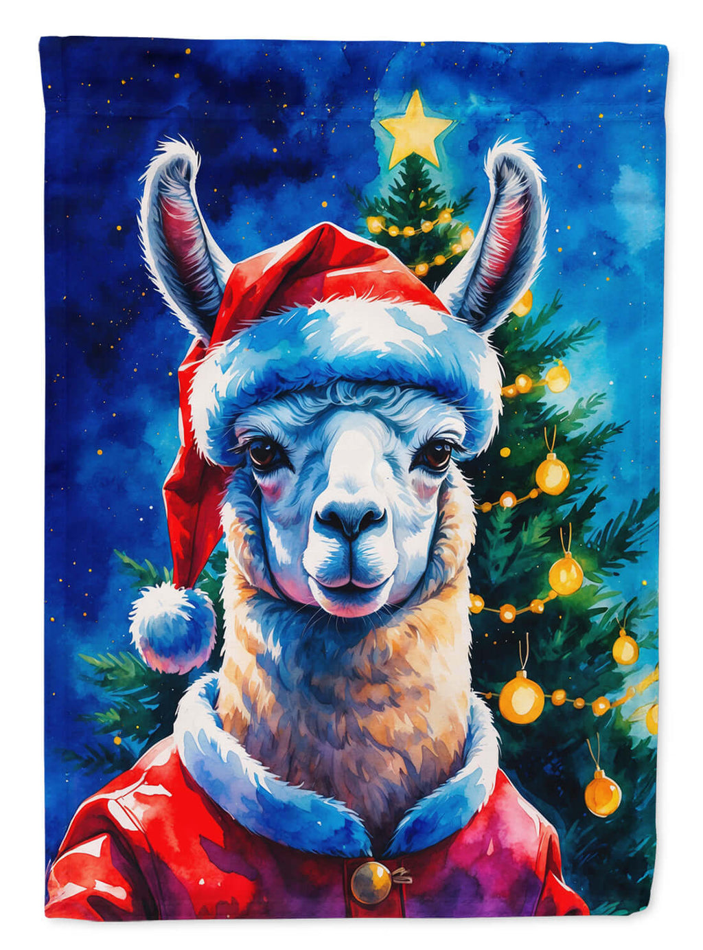 Llama Christmas House Flag 28x40 Porch Sleeve Pole Decorative Outside Yard Banner Artwork Wall Hanging, Polyester