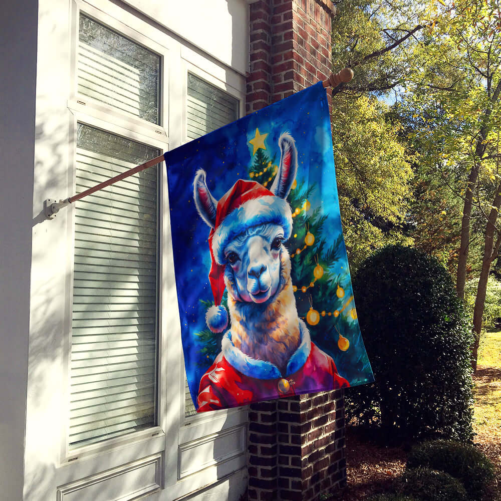 Llama Christmas House Flag 28x40 Porch Sleeve Pole Decorative Outside Yard Banner Artwork Wall Hanging, Polyester