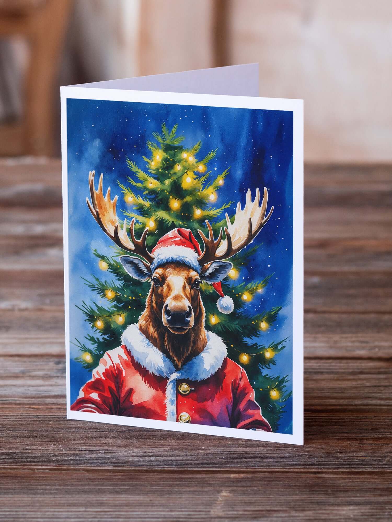 Moose Christmas Greeting Cards Pack of 8 Blank Cards with Envelopes Whimsical A7 Size 5x7
