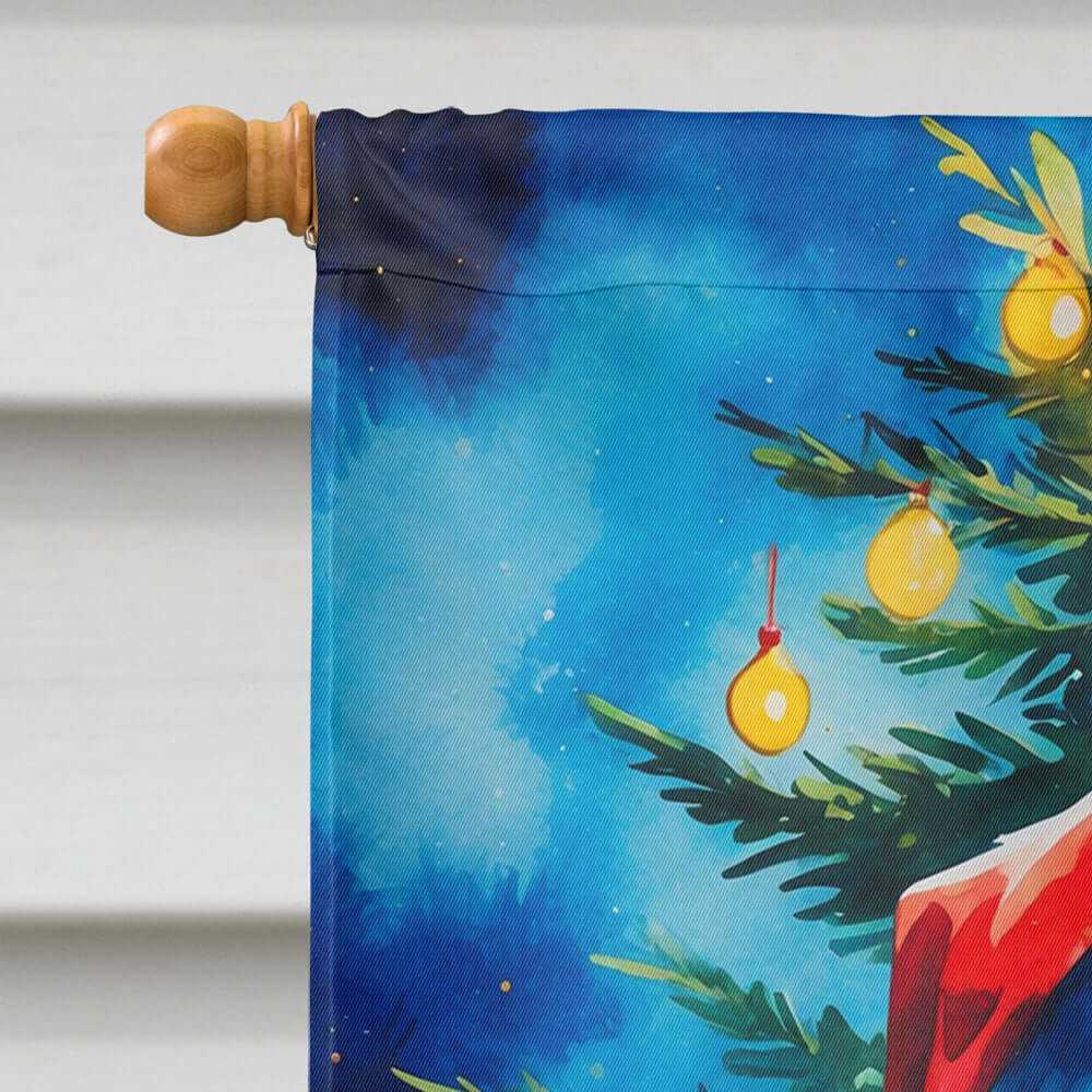 Lion Christmas House Flag 28x40 Porch Sleeve Pole Decorative Outside Yard Banner Artwork Wall Hanging, Polyester