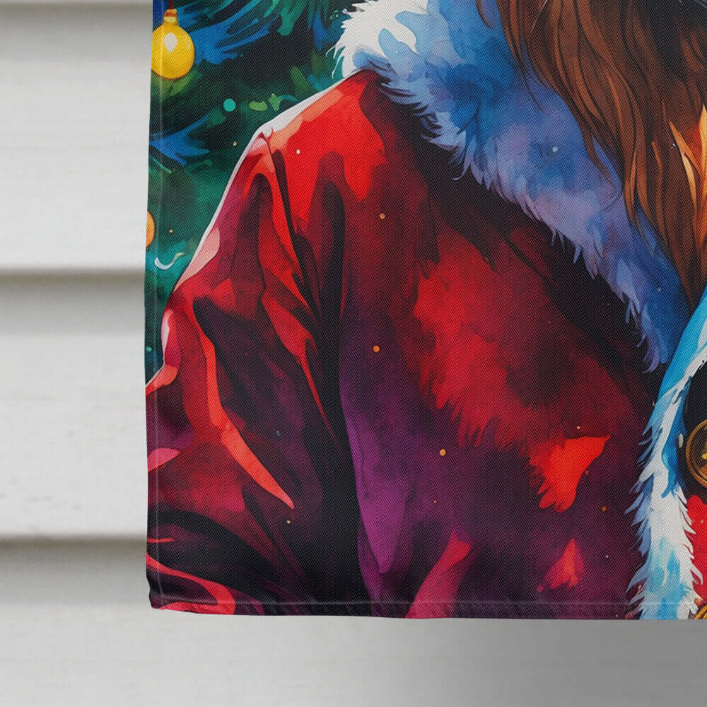 Lion Christmas House Flag 28x40 Porch Sleeve Pole Decorative Outside Yard Banner Artwork Wall Hanging, Polyester