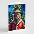 Lion Christmas Greeting Cards Pack of 8 Blank Cards with Envelopes Whimsical A7 Size 5x7
