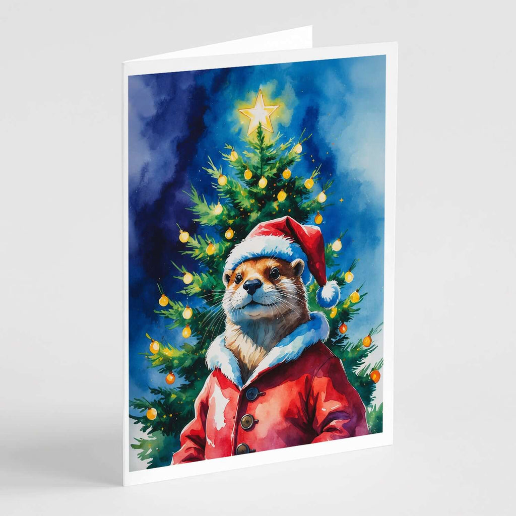 Otter Christmas Greeting Cards Pack of 8 Blank Cards with Envelopes Whimsical A7 Size 5x7