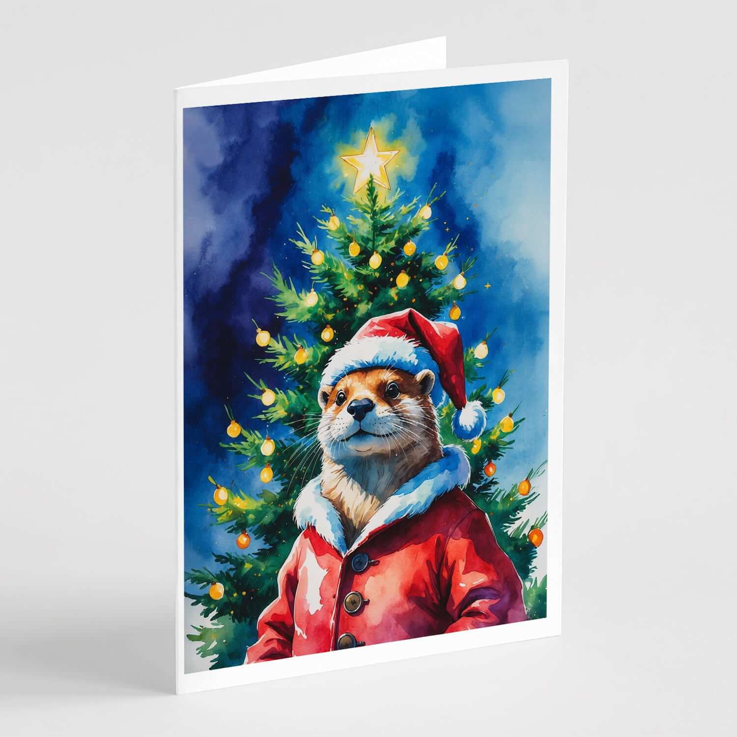Otter Christmas Greeting Cards Pack of 8 Blank Cards with Envelopes Whimsical A7 Size 5x7