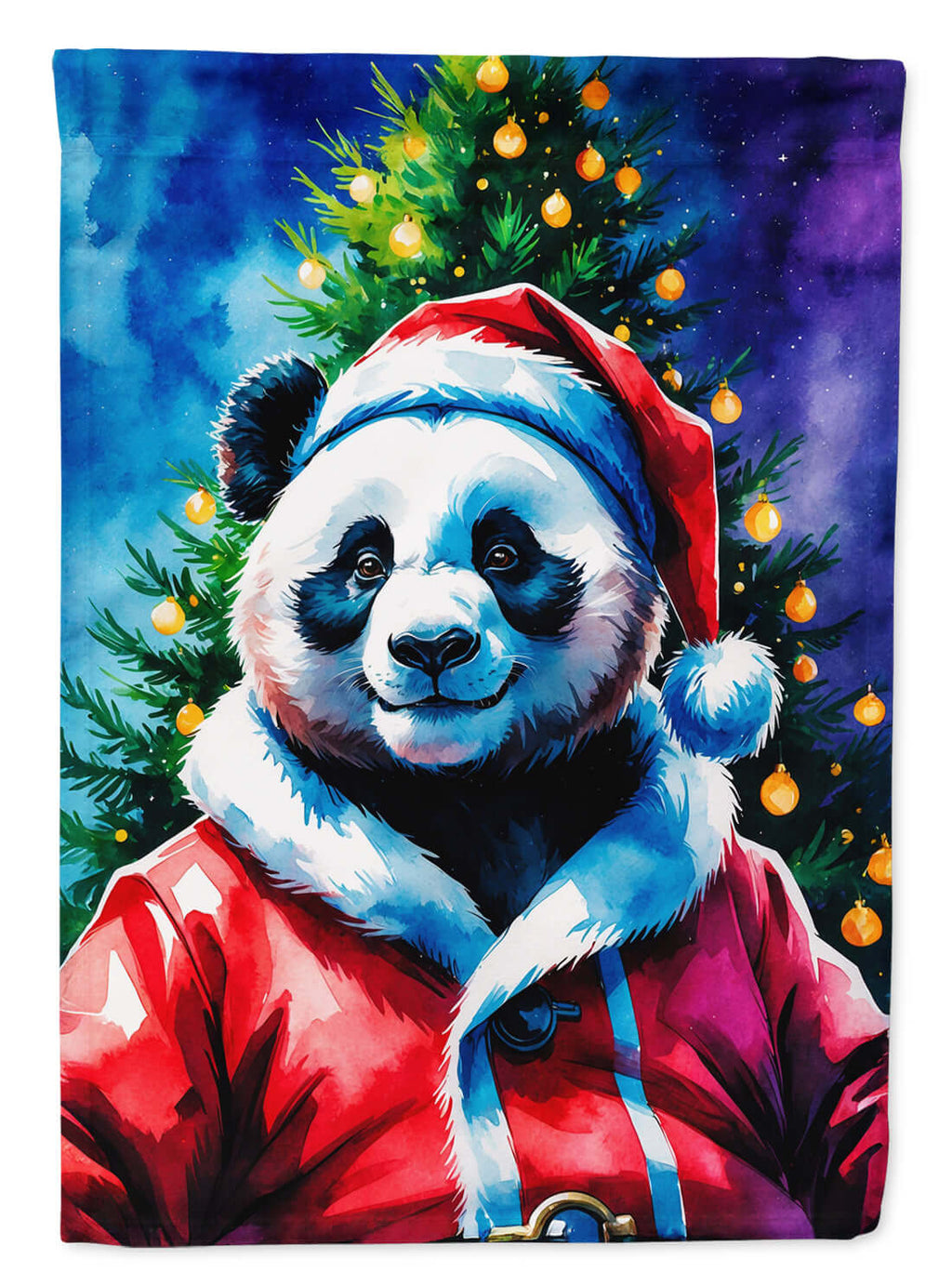 Panda Christmas House Flag 28x40 Porch Sleeve Pole Decorative Outside Yard Banner Artwork Wall Hanging, Polyester