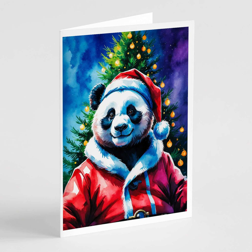 Panda Christmas Greeting Cards Pack of 8 Blank Cards with Envelopes Whimsical A7 Size 5x7