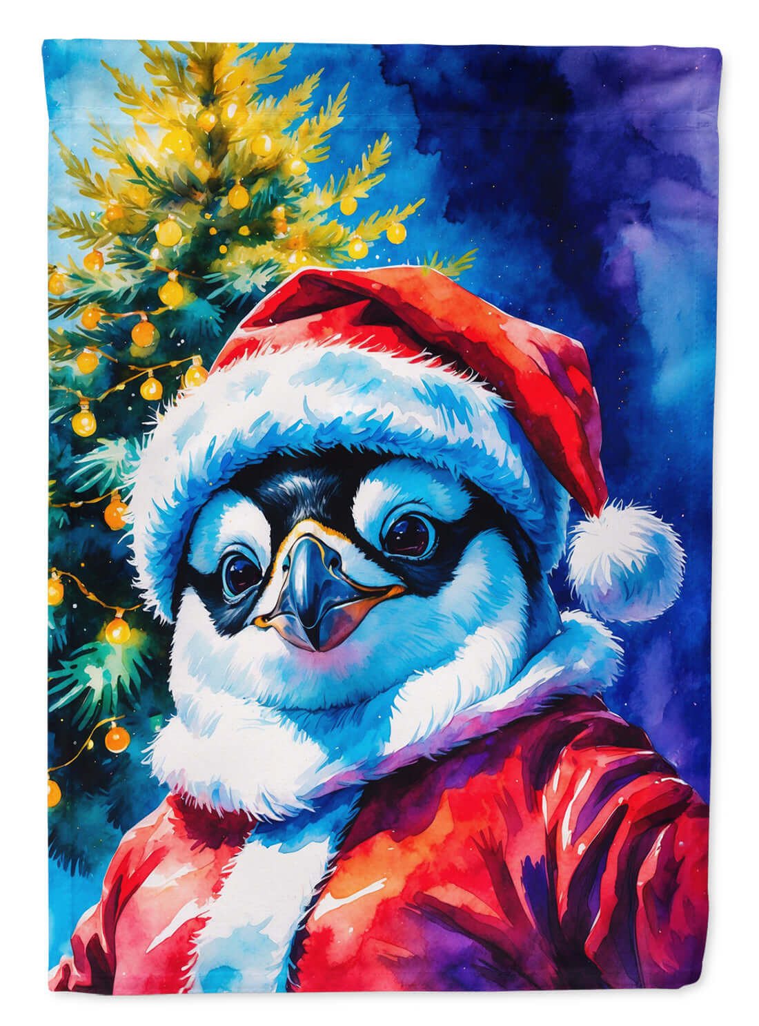 Penguin Christmas House Flag 28x40 Porch Sleeve Pole Decorative Outside Yard Banner Artwork Wall Hanging, Polyester