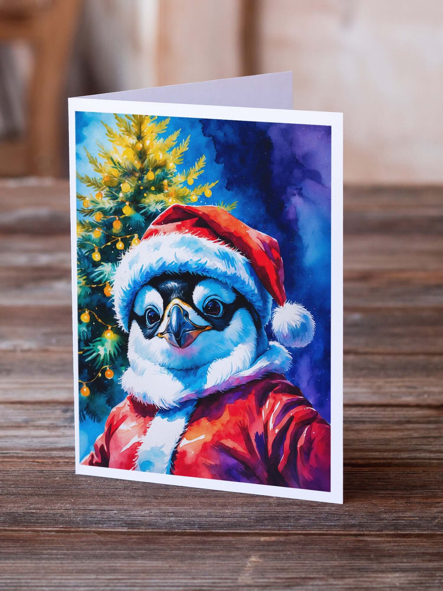 Penguin Christmas Greeting Cards Pack of 8 Blank Cards with Envelopes Whimsical A7 Size 5x7