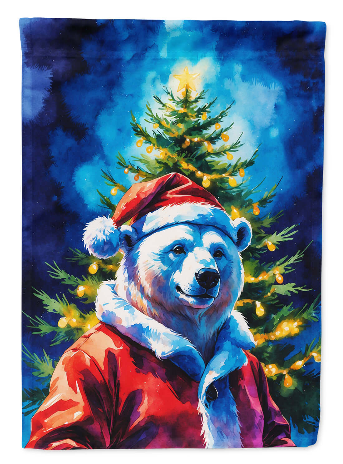 Polar Bear Christmas House Flag 28x40 Porch Sleeve Pole Decorative Outside Yard Banner Artwork Wall Hanging, Polyester