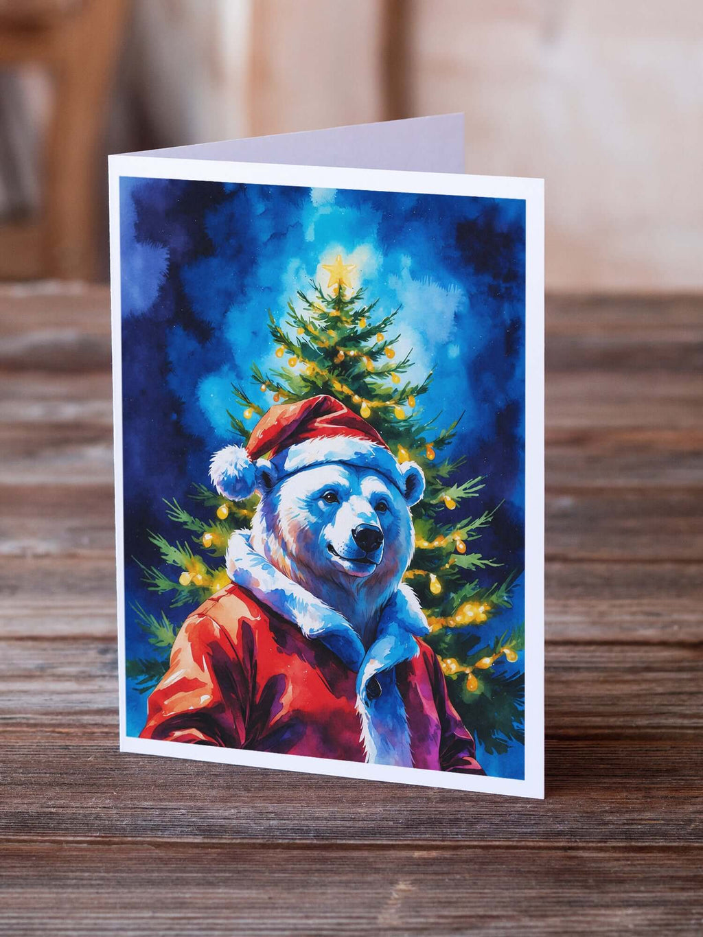 Polar Bear Christmas Greeting Cards Pack of 8 Blank Cards with Envelopes Whimsical A7 Size 5x7