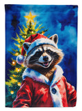 Raccoon Christmas House Flag 28x40 Porch Sleeve Pole Decorative Outside Yard Banner Artwork Wall Hanging, Polyester