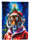 Tiger Christmas House Flag 28x40 Porch Sleeve Pole Decorative Outside Yard Banner Artwork Wall Hanging, Polyester