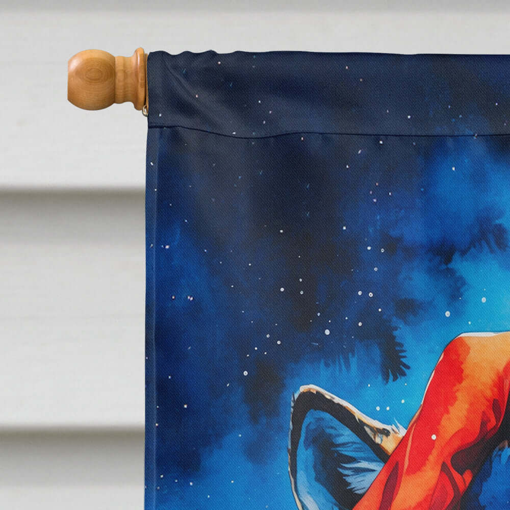 Wolf Christmas House Flag 28x40 Porch Sleeve Pole Decorative Outside Yard Banner Artwork Wall Hanging, Polyester