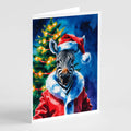 Zebra Christmas Greeting Cards Pack of 8 Blank Cards with Envelopes Whimsical A7 Size 5x7
