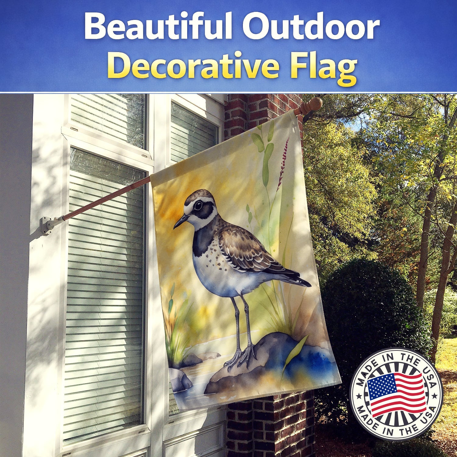 American Golden-Plover Bird House Flag 28x40 Porch Sleeve Pole Decorative Outside Yard Banner Artwork Wall Hanging, Polyester