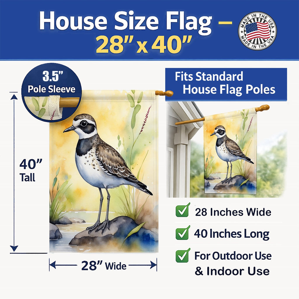 American Golden-Plover Bird House Flag 28x40 Porch Sleeve Pole Decorative Outside Yard Banner Artwork Wall Hanging, Polyester