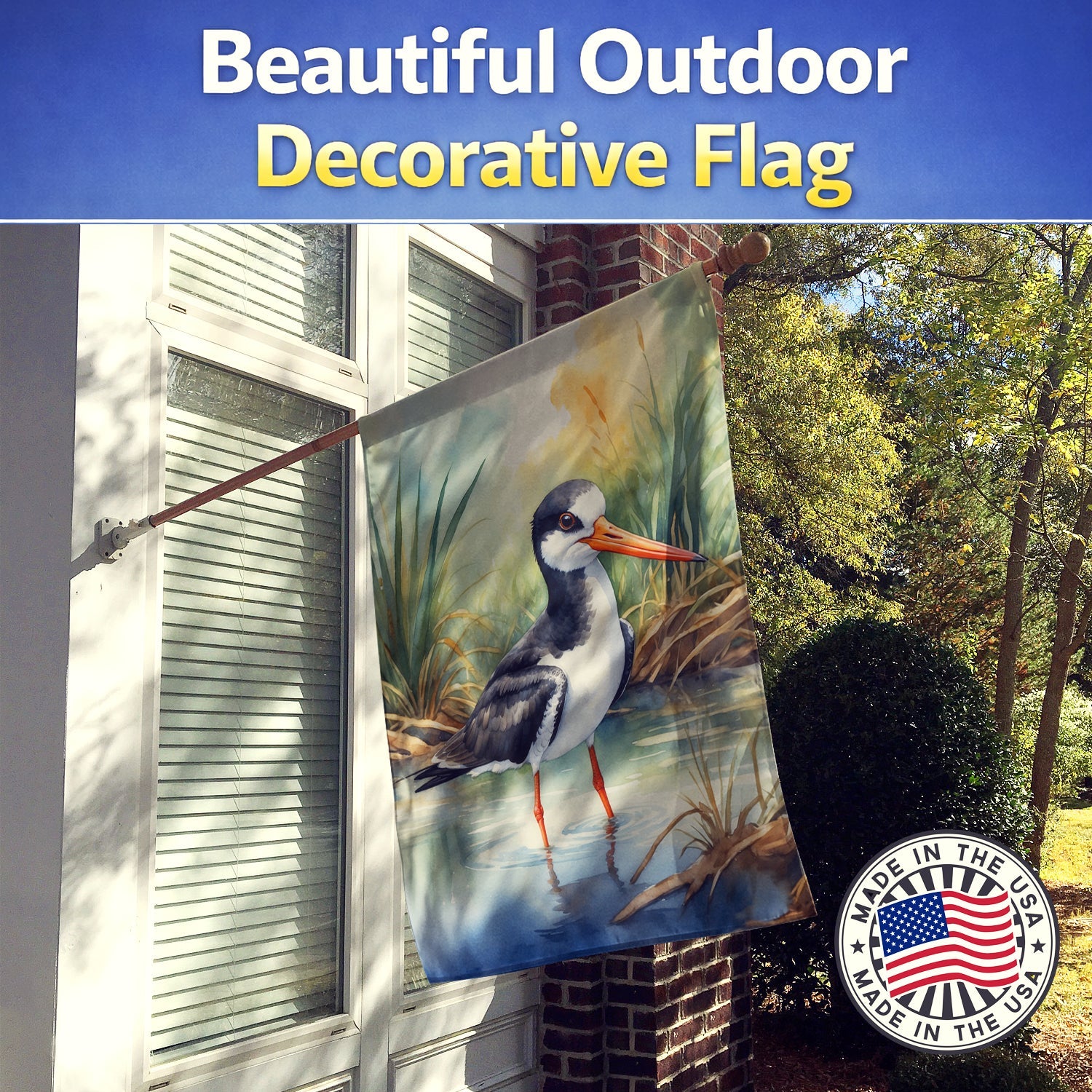 Black Skimmer Bird House Flag 28x40 Porch Sleeve Pole Decorative Outside Yard Banner Artwork Wall Hanging, Polyester