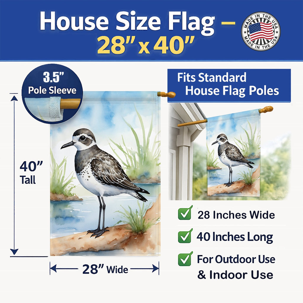 Black-bellied Plover Bird House Flag 28x40 Porch Sleeve Pole Decorative Outside Yard Banner Artwork Wall Hanging, Polyester