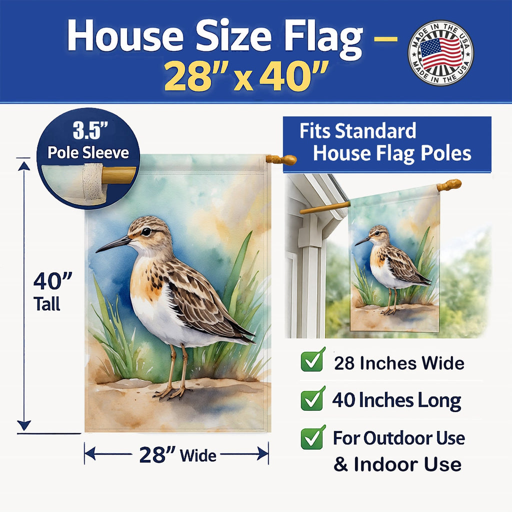 Buff-breasted Sandpiper Bird House Flag 28x40 Porch Sleeve Pole Decorative Outside Yard Banner Artwork Wall Hanging, Polyester