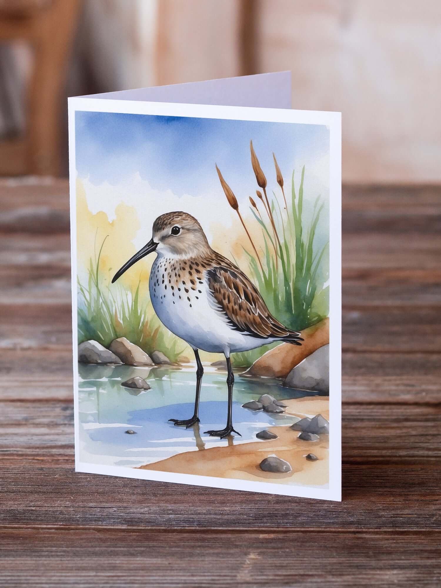 Dunlin Bird Greeting Cards Pack of 8 Blank Cards with Envelopes Whimsical A7 Size 5x7