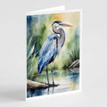 Great Blue Heron Bird Greeting Cards Pack of 8 Blank Cards with Envelopes Whimsical A7 Size 5x7