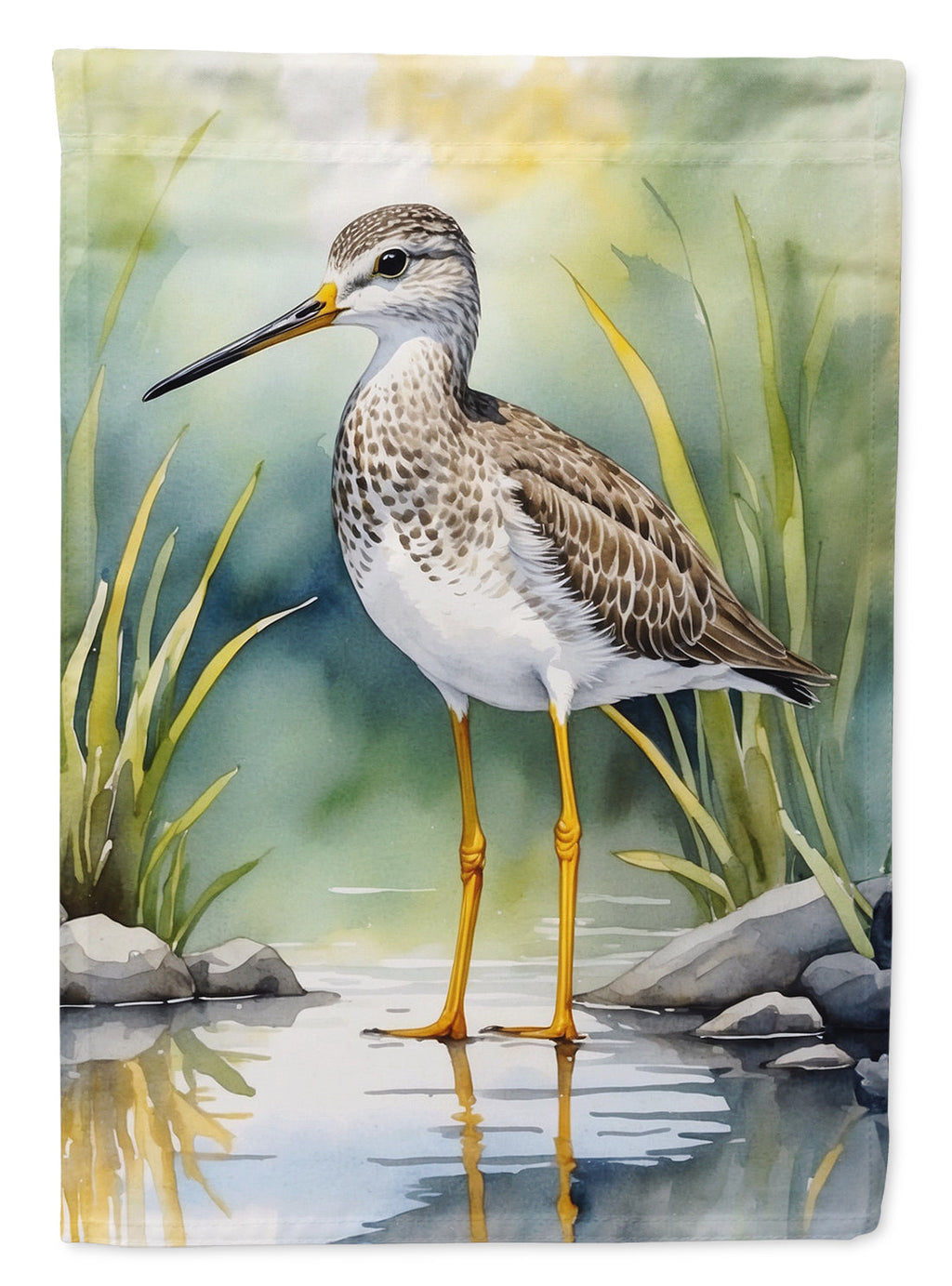Greater Yellowlegs Bird House Flag 28x40 Porch Sleeve Pole Decorative Outside Yard Banner Artwork Wall Hanging, Polyester