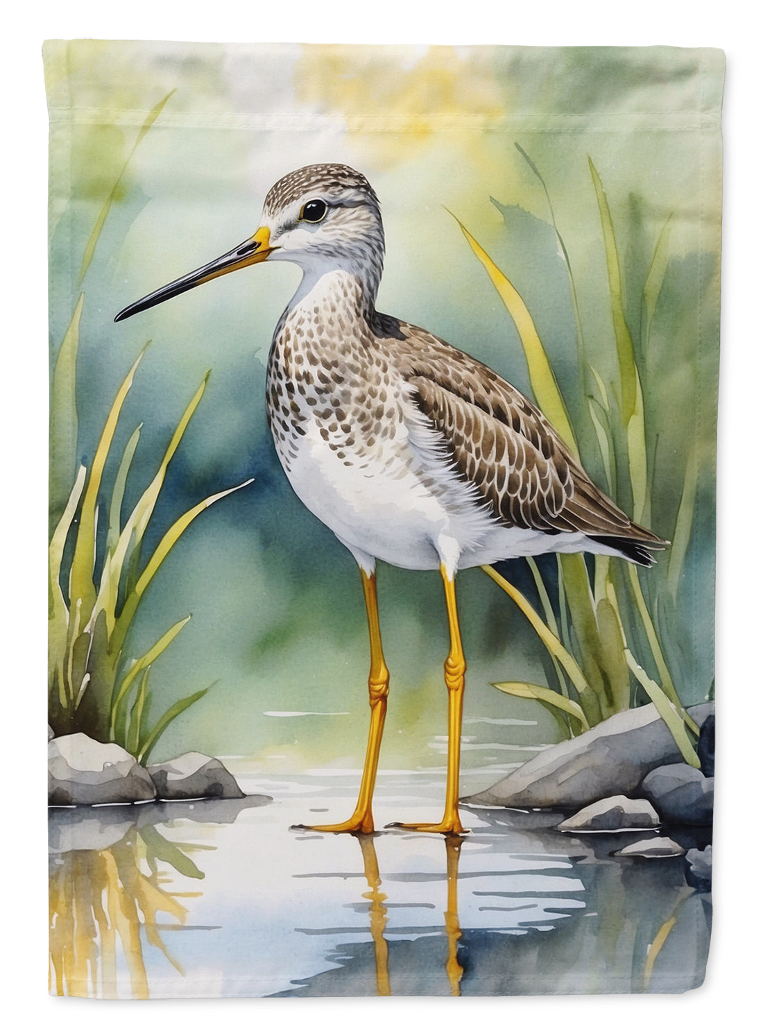 Greater Yellowlegs Bird House Flag 28x40 Porch Sleeve Pole Decorative Outside Yard Banner Artwork Wall Hanging, Polyester