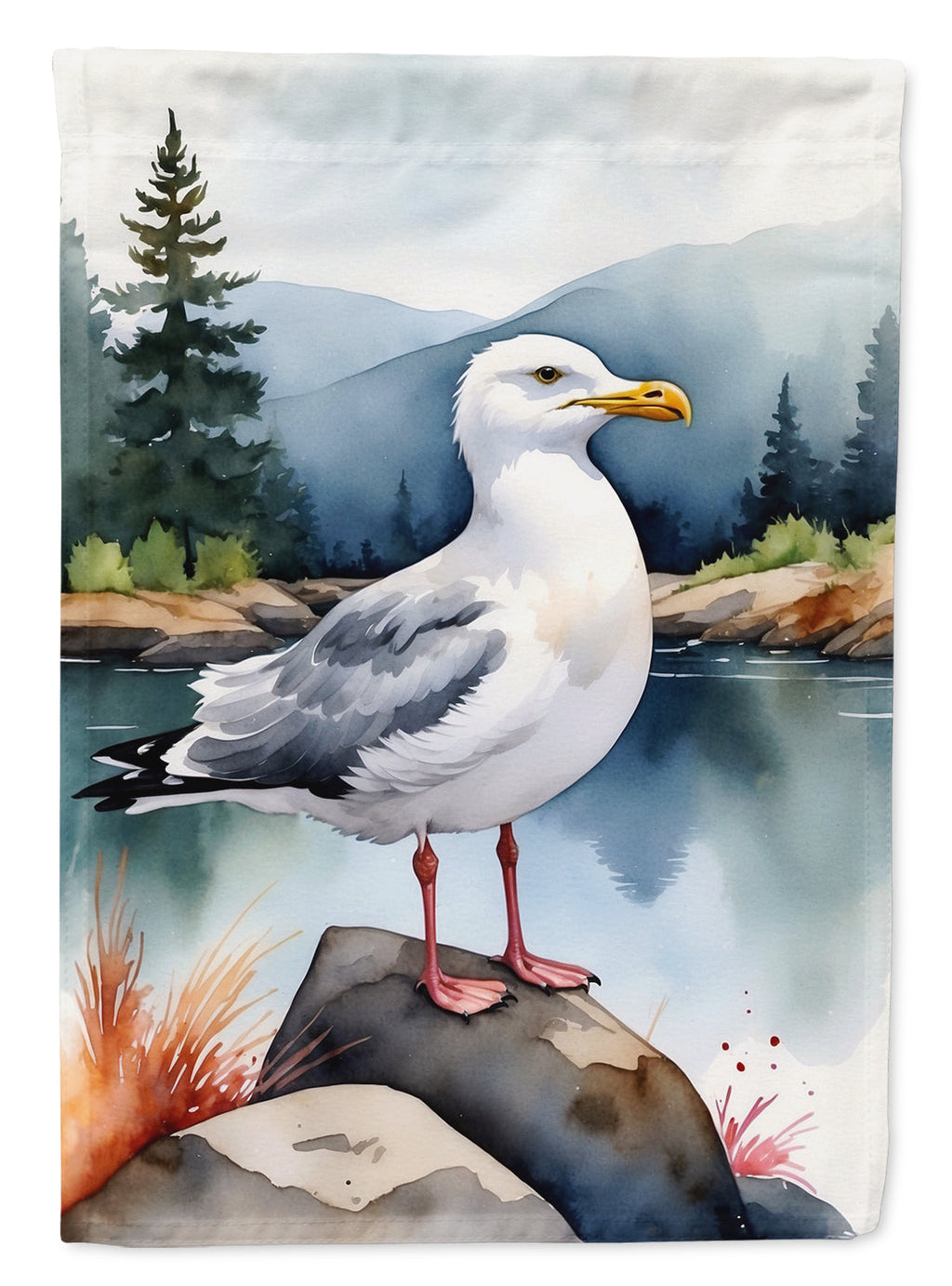 Herring Gull Bird House Flag 28x40 Porch Sleeve Pole Decorative Outside Yard Banner Artwork Wall Hanging, Polyester