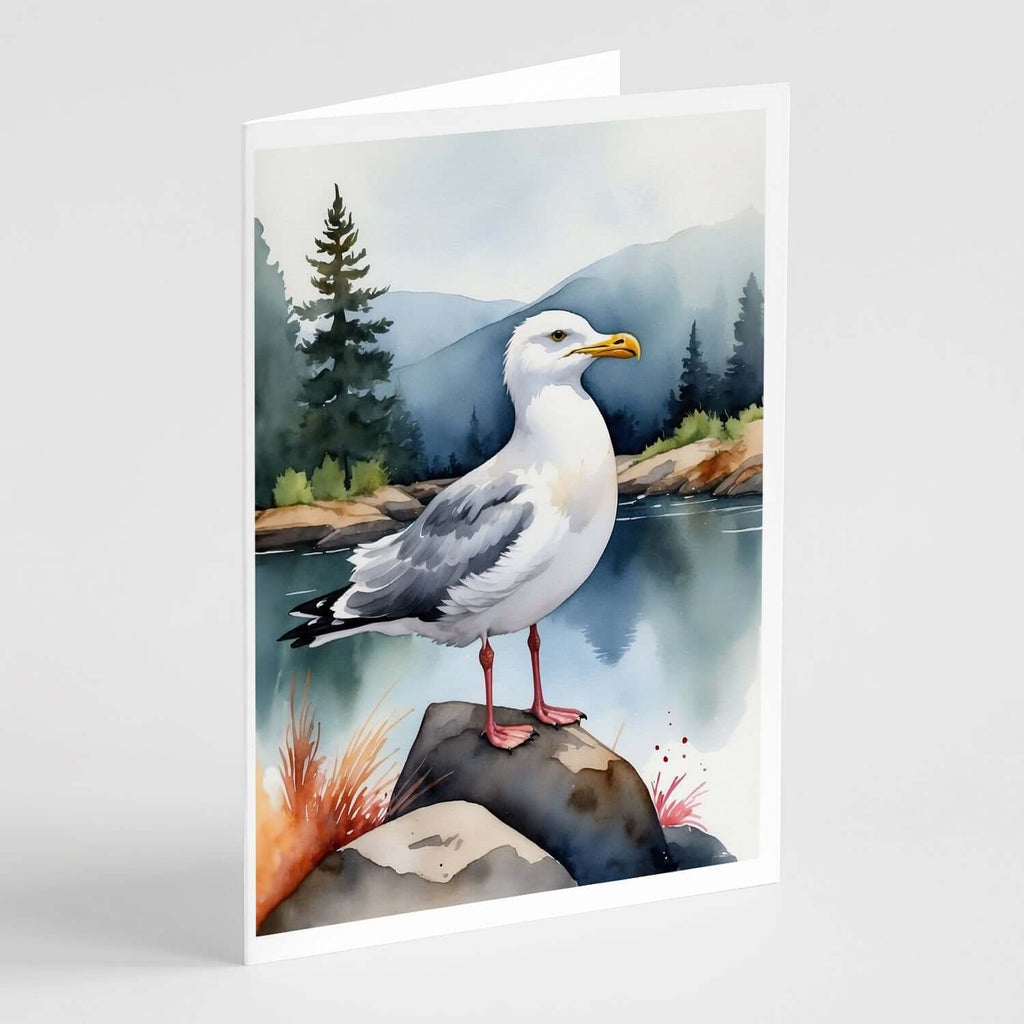 Herring Gull Bird Greeting Cards Pack of 8 Blank Cards with Envelopes Whimsical A7 Size 5x7