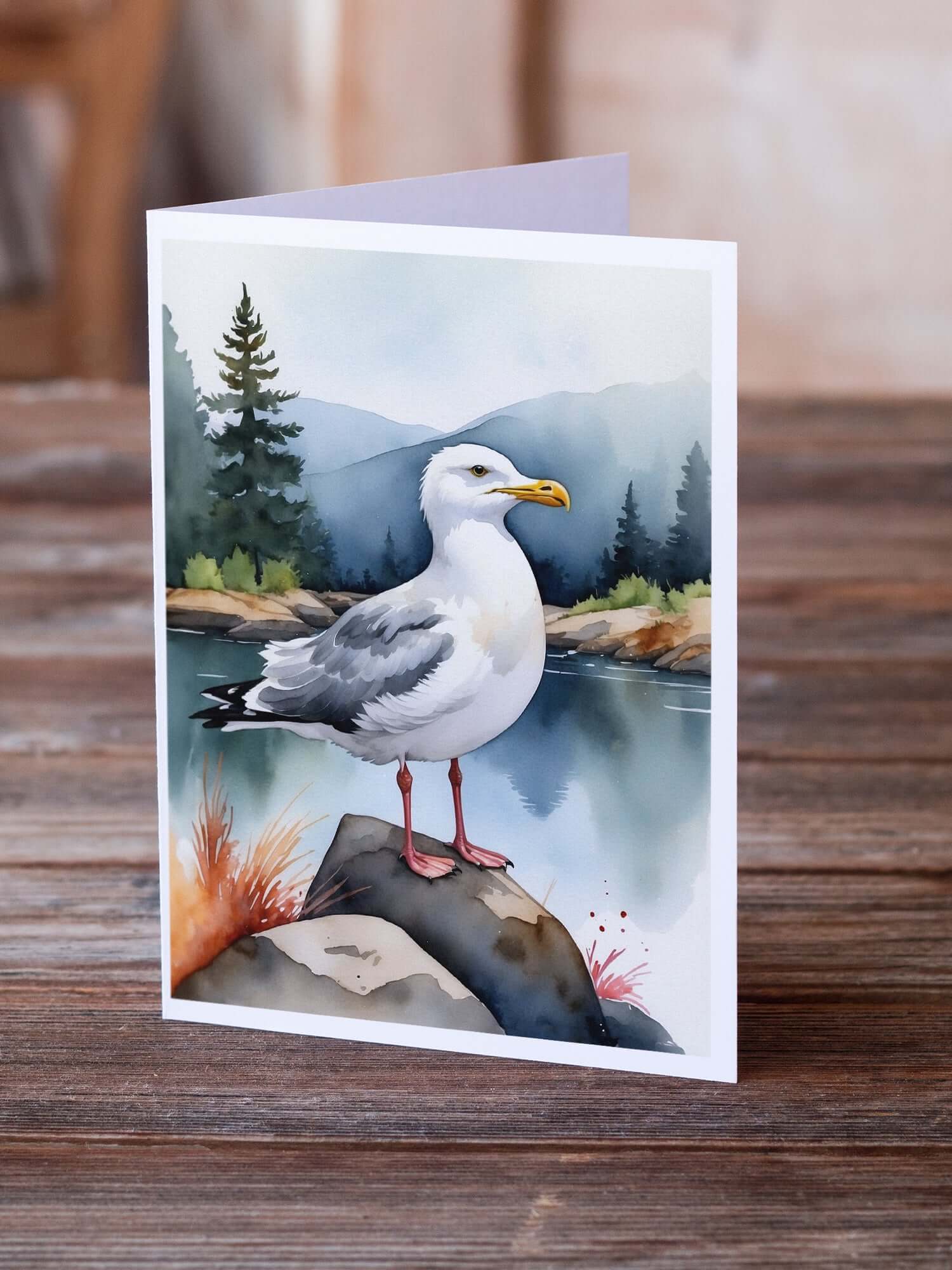 Herring Gull Bird Greeting Cards Pack of 8 Blank Cards with Envelopes Whimsical A7 Size 5x7
