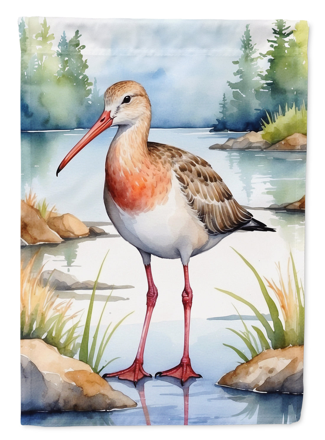 Hudsonian Godwit Bird House Flag 28x40 Porch Sleeve Pole Decorative Outside Yard Banner Artwork Wall Hanging, Polyester