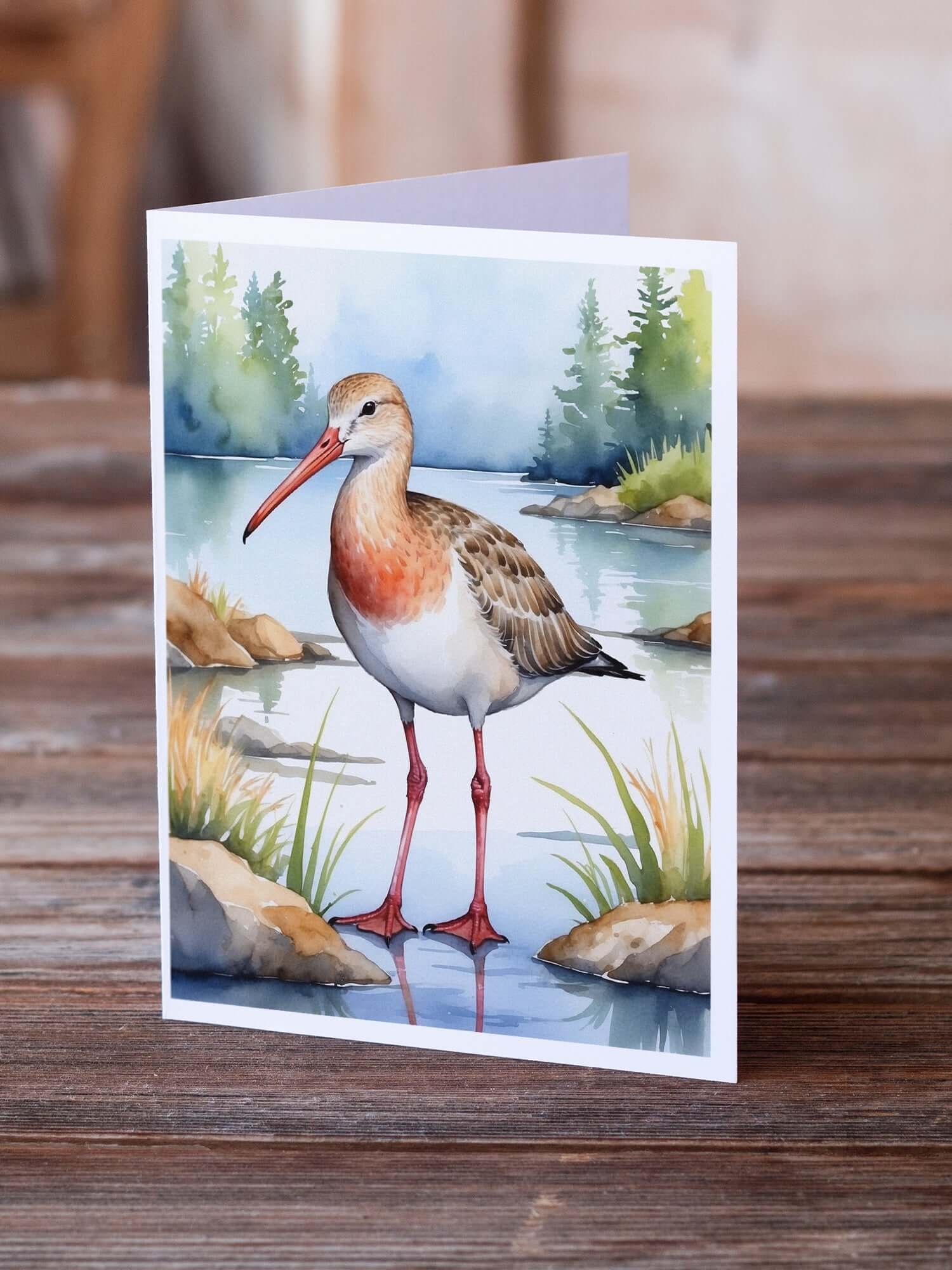 Hudsonian Godwit Bird Greeting Cards Pack of 8 Blank Cards with Envelopes Whimsical A7 Size 5x7