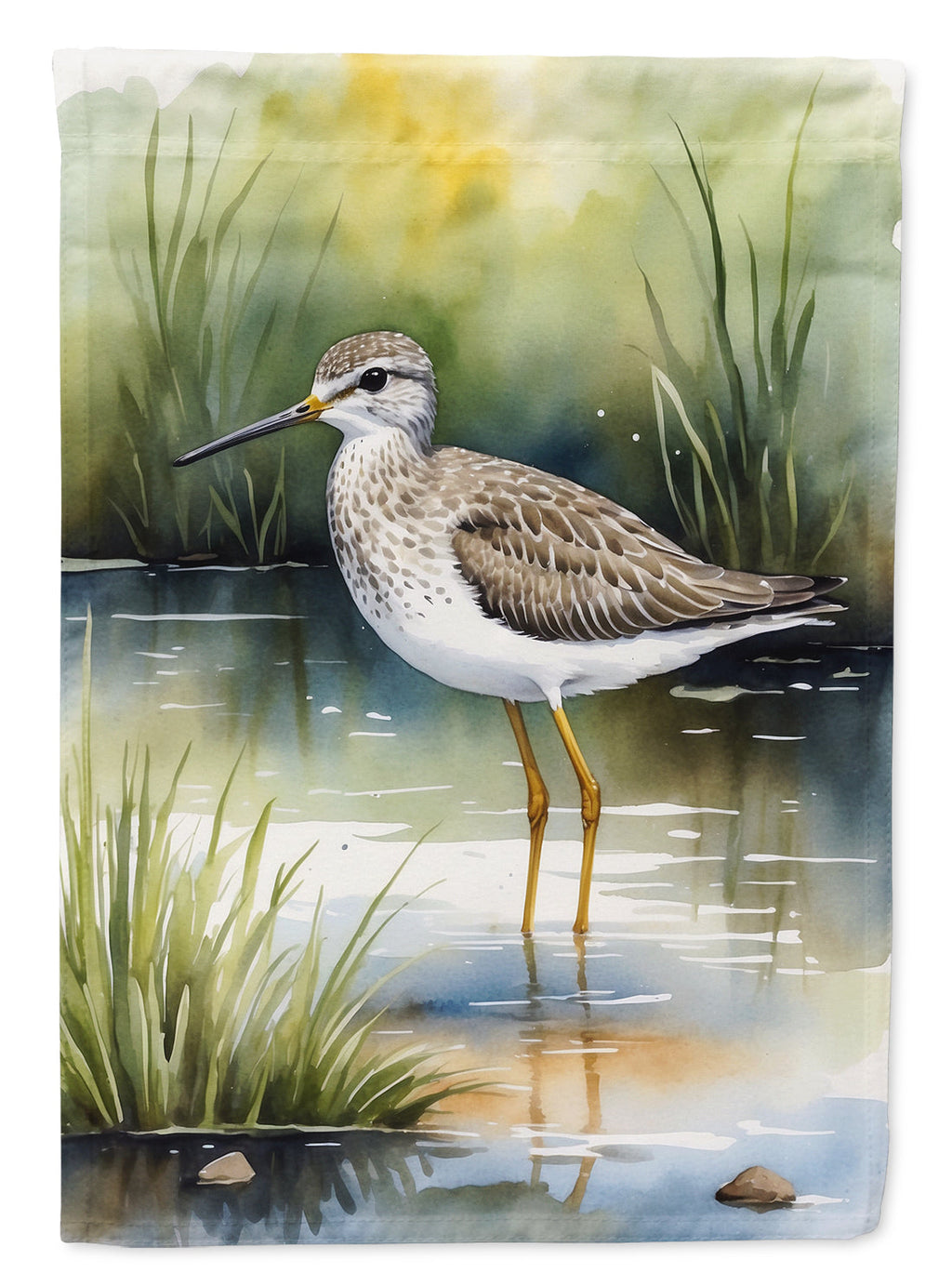 Lesser Yellowlegs Bird House Flag 28x40 Porch Sleeve Pole Decorative Outside Yard Banner Artwork Wall Hanging, Polyester