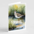 Lesser Yellowlegs Bird Greeting Cards Pack of 8 Blank Cards with Envelopes Whimsical A7 Size 5x7