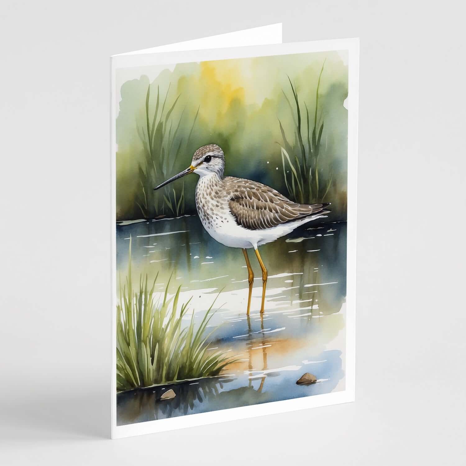 Lesser Yellowlegs Bird Greeting Cards Pack of 8 Blank Cards with Envelopes Whimsical A7 Size 5x7