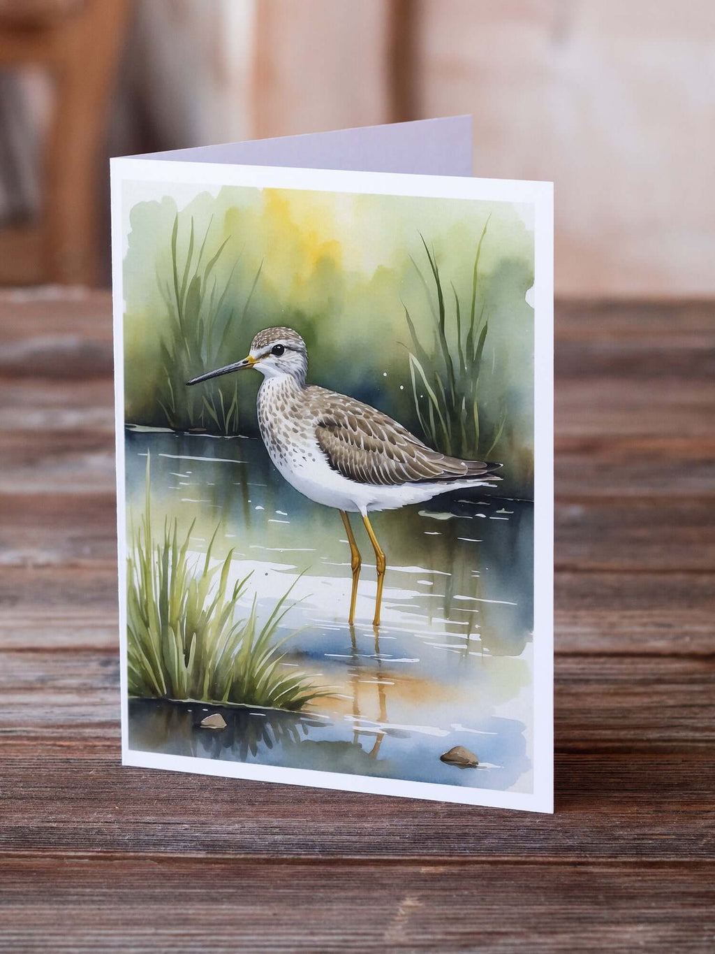 Lesser Yellowlegs Bird Greeting Cards Pack of 8 Blank Cards with Envelopes Whimsical A7 Size 5x7