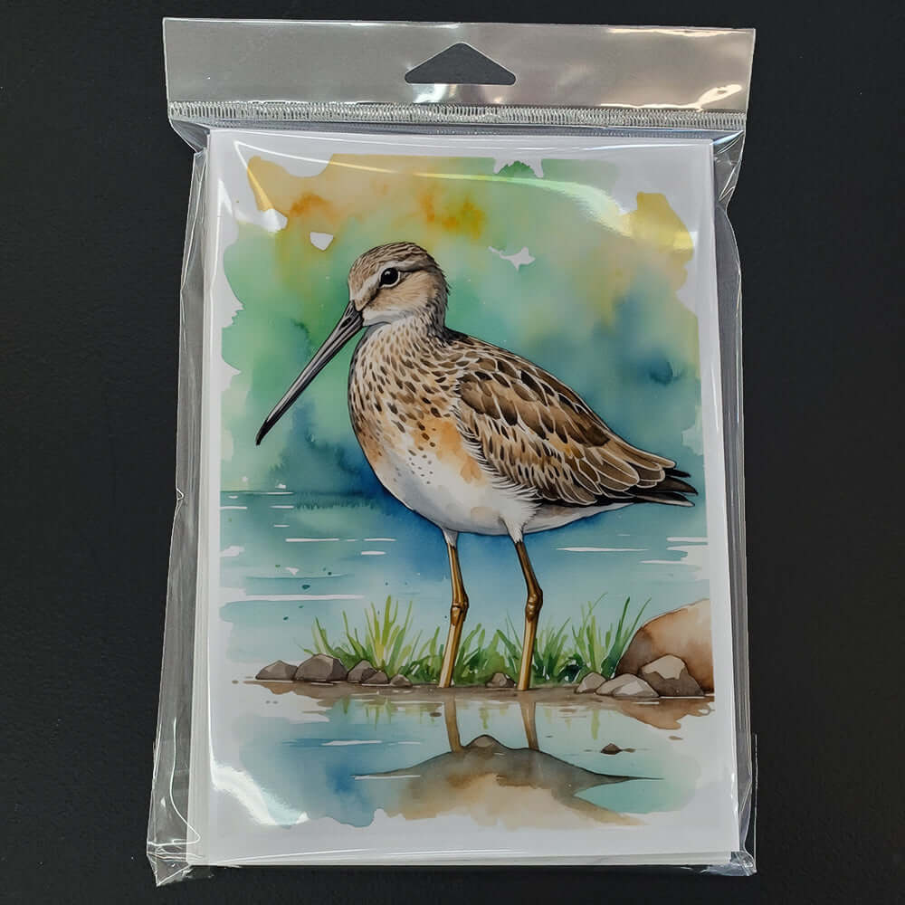 Long-billed Dowitcher Bird Greeting Cards Pack of 8 Blank Cards with Envelopes Whimsical A7 Size 5x7