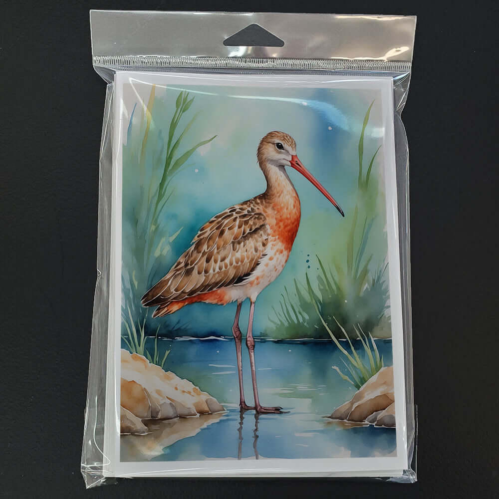 Marbled Godwit Bird Greeting Cards Pack of 8 Blank Cards with Envelopes Whimsical A7 Size 5x7