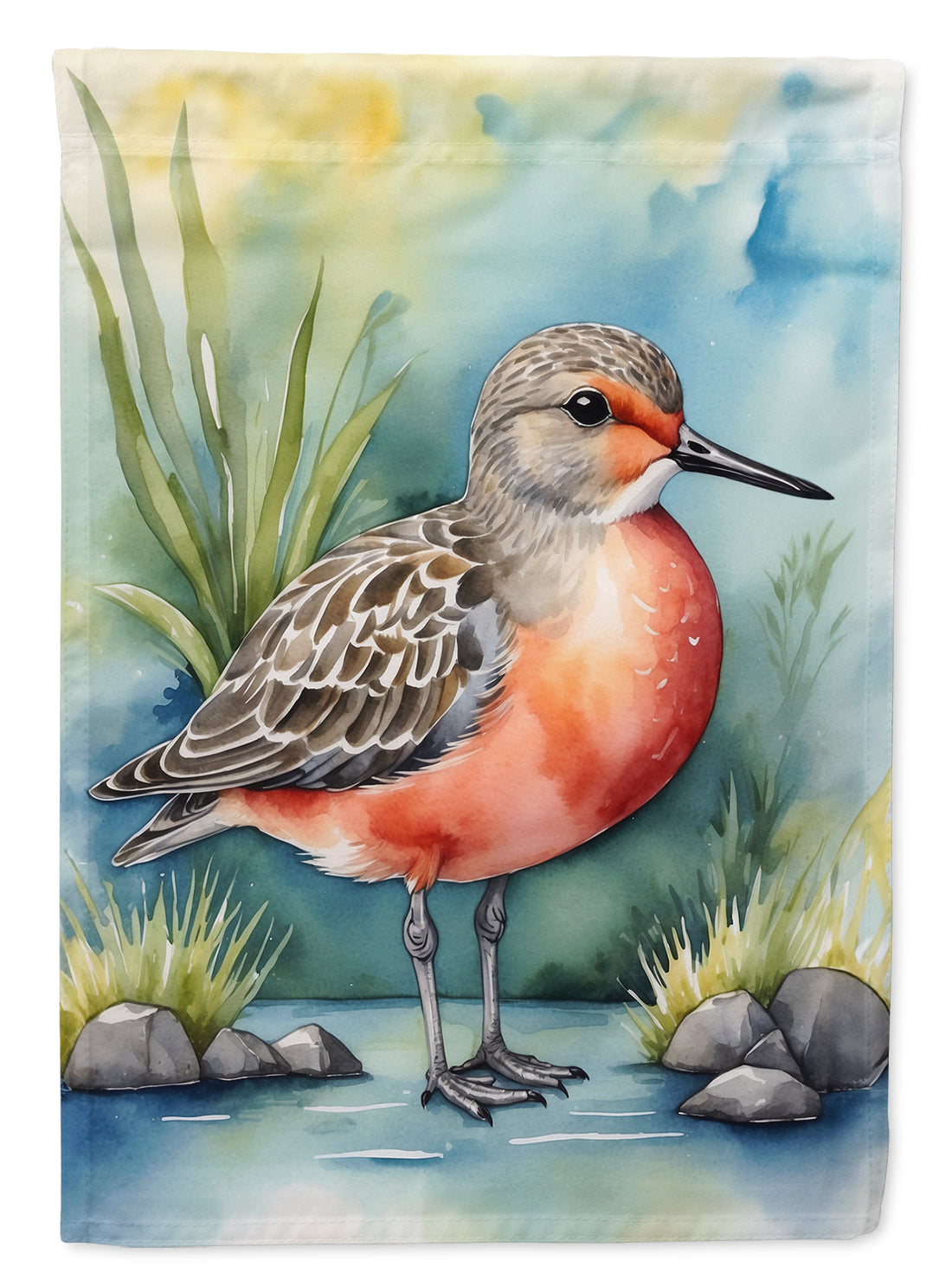Red Knot Bird House Flag 28x40 Porch Sleeve Pole Decorative Outside Yard Banner Artwork Wall Hanging, Polyester