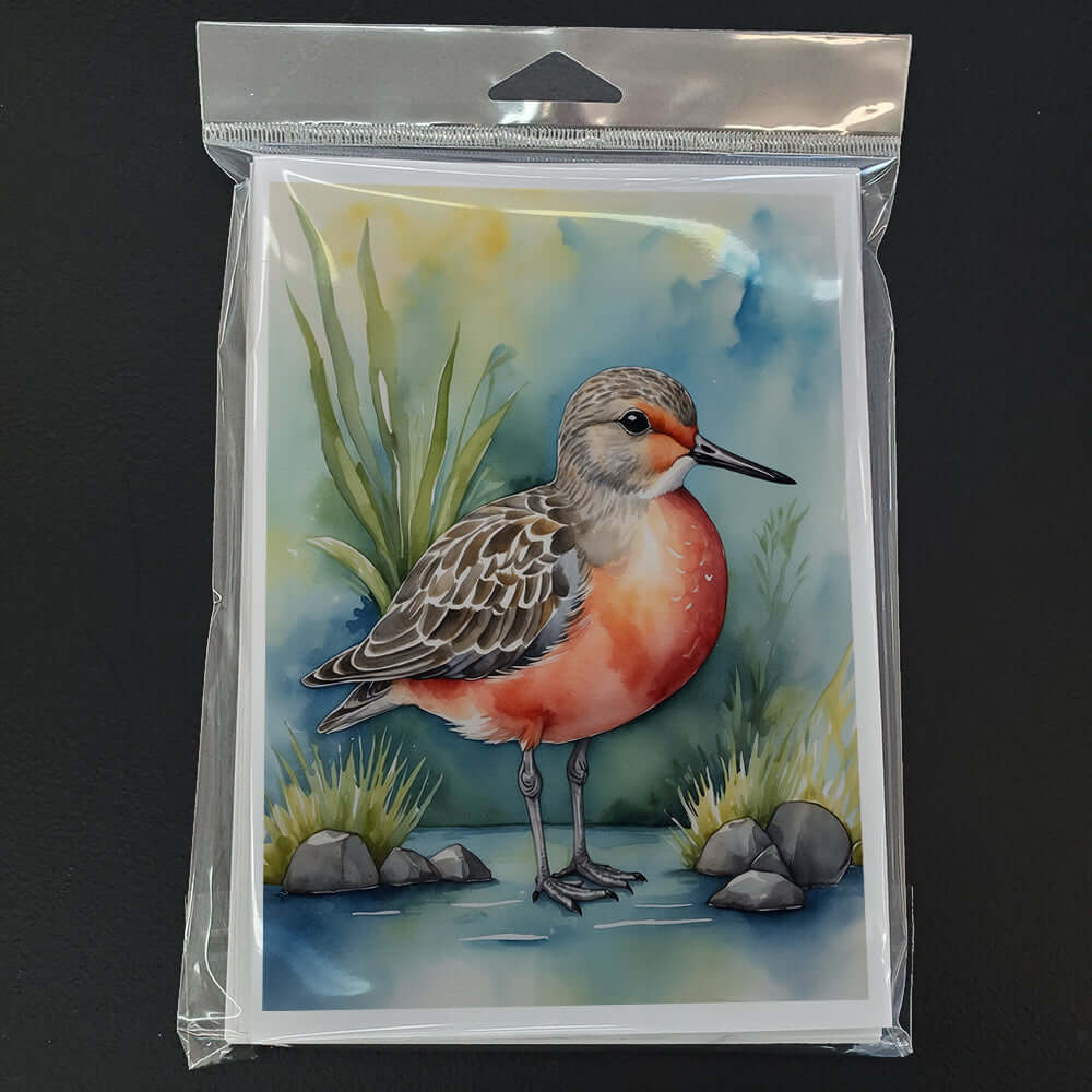Red Knot Bird Greeting Cards Pack of 8 Blank Cards with Envelopes Whimsical A7 Size 5x7