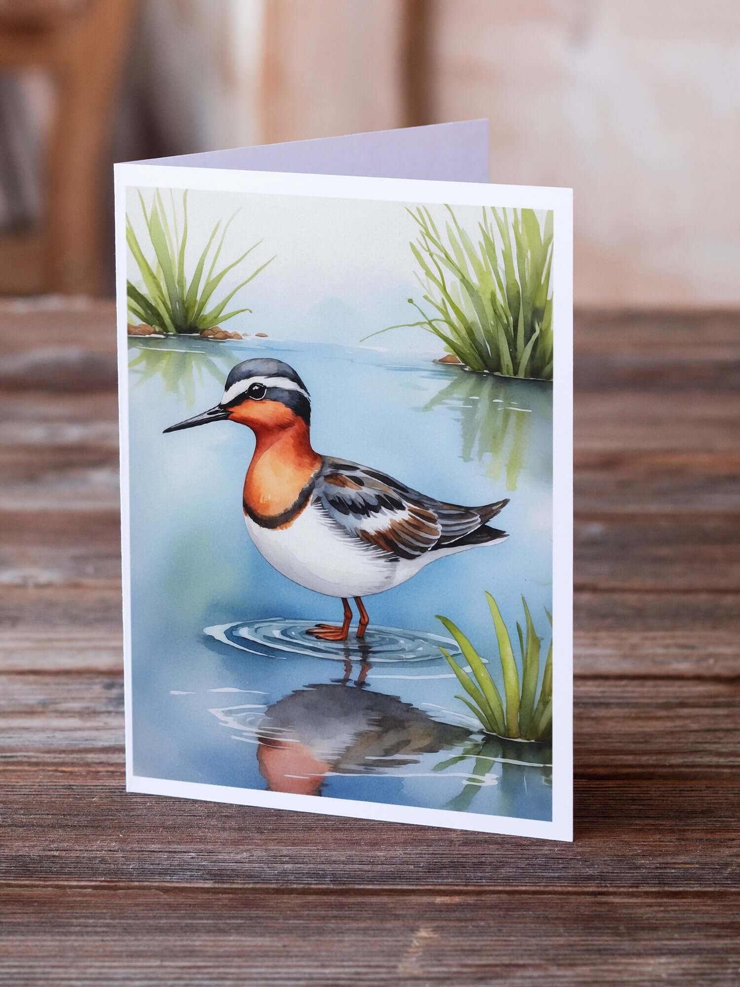 Red-necked Phalarope Bird Greeting Cards Pack of 8 Blank Cards with Envelopes Whimsical A7 Size 5x7
