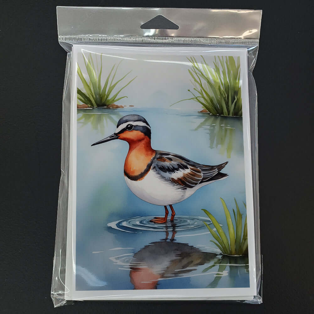 Red-necked Phalarope Bird Greeting Cards Pack of 8 Blank Cards with Envelopes Whimsical A7 Size 5x7