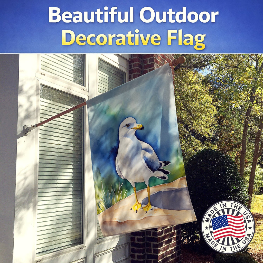 Ring-billed Gul Bird House Flag 28x40 Porch Sleeve Pole Decorative Outside Yard Banner Artwork Wall Hanging, Polyester