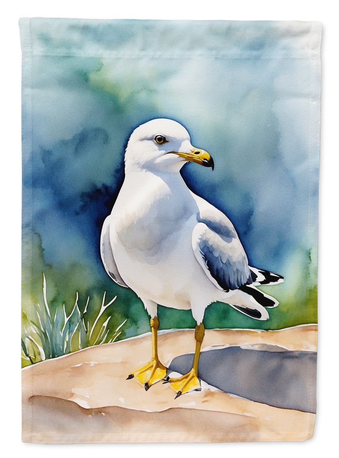 Ring-billed Gul Bird House Flag 28x40 Porch Sleeve Pole Decorative Outside Yard Banner Artwork Wall Hanging, Polyester