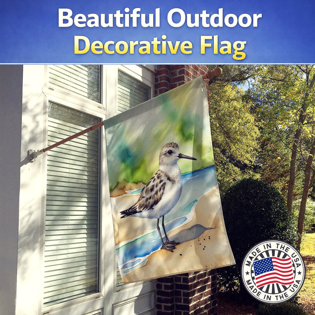 Sanderling Bird House Flag 28x40 Porch Sleeve Pole Decorative Outside Yard Banner Artwork Wall Hanging, Polyester
