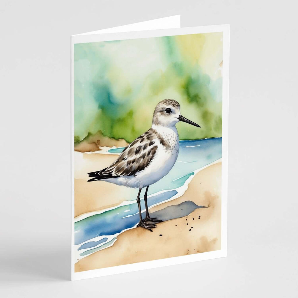 Sanderling Bird Greeting Cards Pack of 8 Blank Cards with Envelopes Whimsical A7 Size 5x7