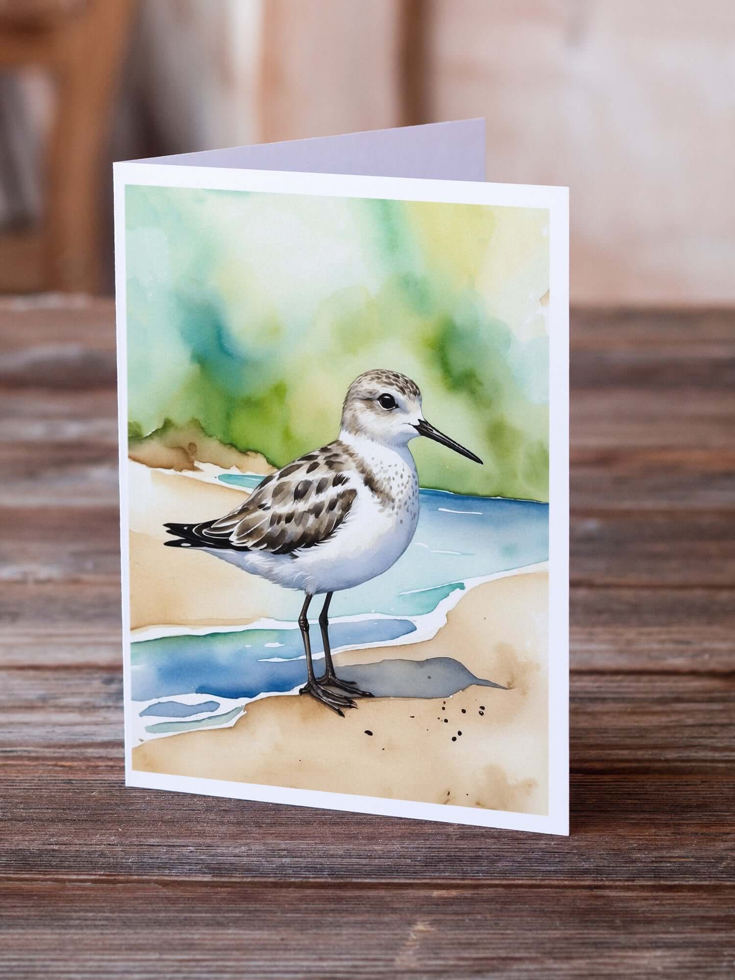 Sanderling Bird Greeting Cards Pack of 8 Blank Cards with Envelopes Whimsical A7 Size 5x7