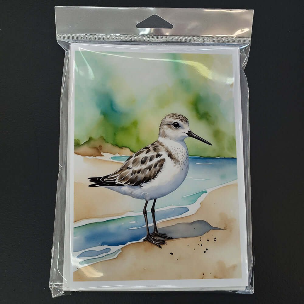 Sanderling Bird Greeting Cards Pack of 8 Blank Cards with Envelopes Whimsical A7 Size 5x7